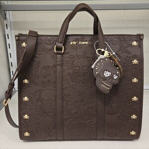 Betsey Johnson Brown Skull Tote Handbag